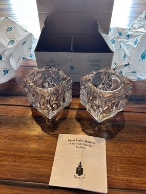 PartyLite Glacier Pair glass votive holders. Set of 2. Excellent condition.